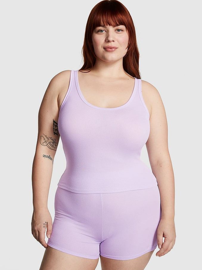Purple Pastel Lilac Modal Rib Pyjama Vest Top (K80588) | £16