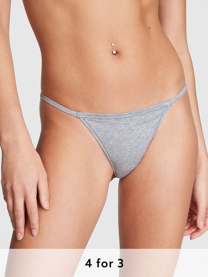 Grey Heather Cotton G String Knickers (K80593) | £9