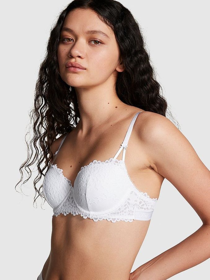 White Lace Balcony Eyelet Bra (K80620) | £35