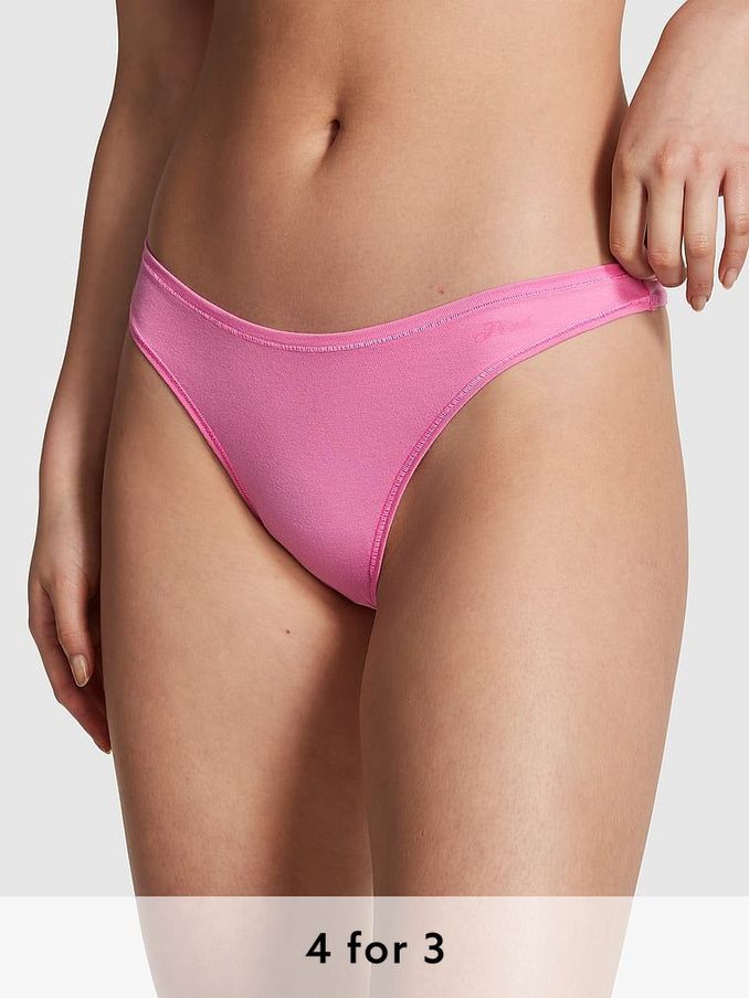 Fuchsia Pink Thong Cotton Knickers (K80720) | £9
