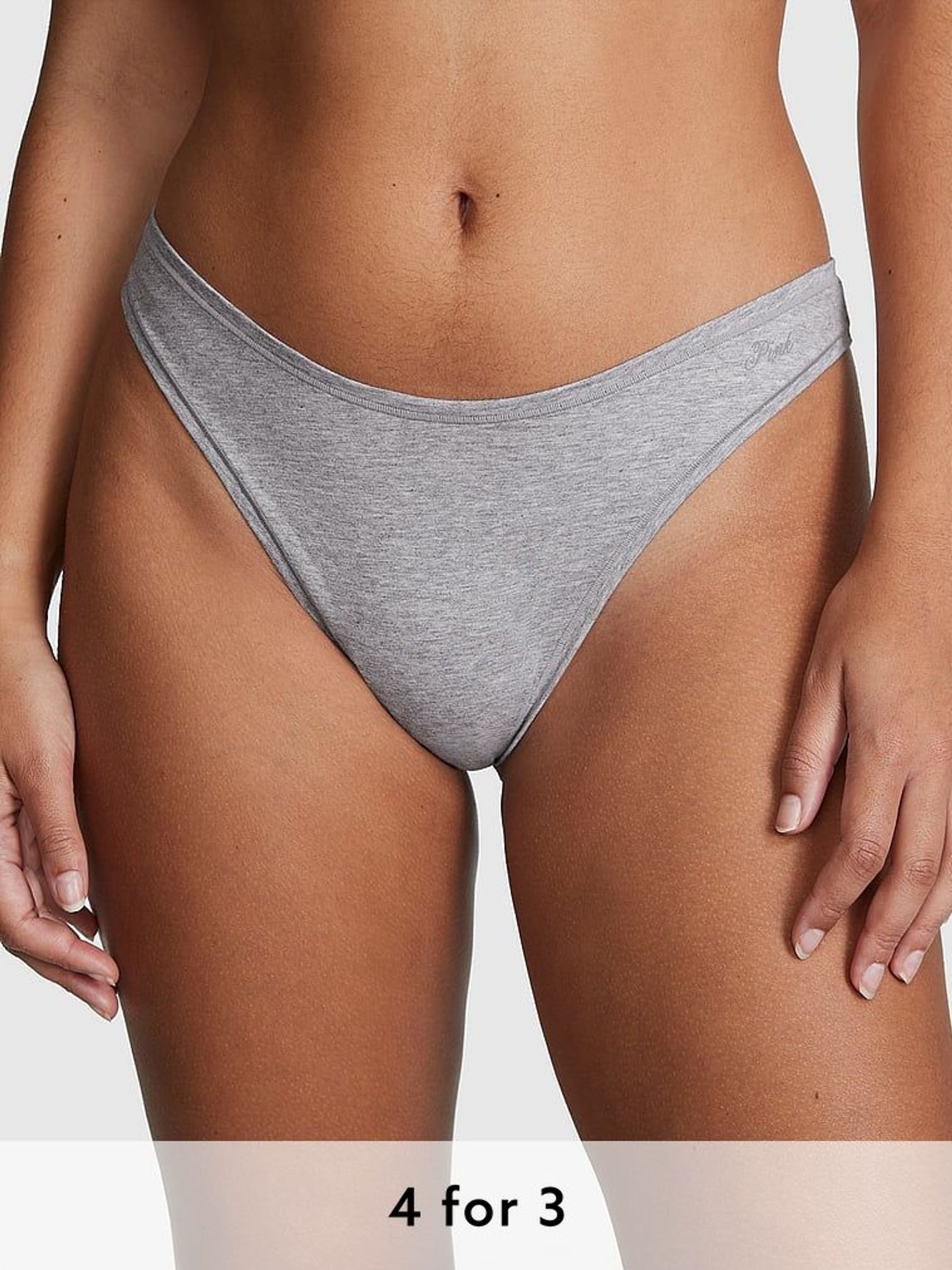 Grey Heather Thong Cotton Knickers (K80730) | £9