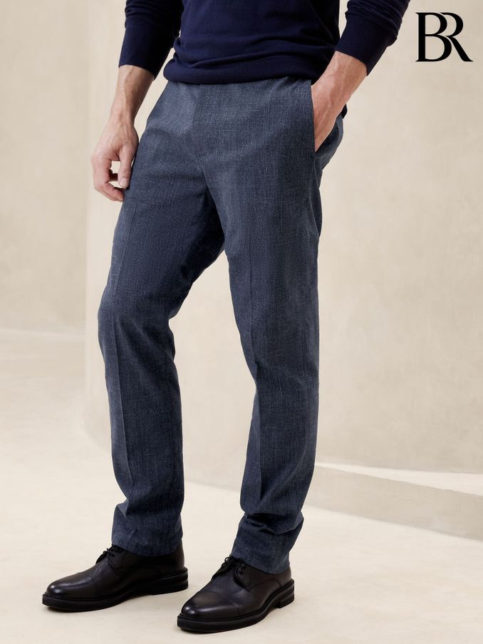 Banana Republic Blue Italian Stretch-Cotton Dress Trousers (K80987) | £60