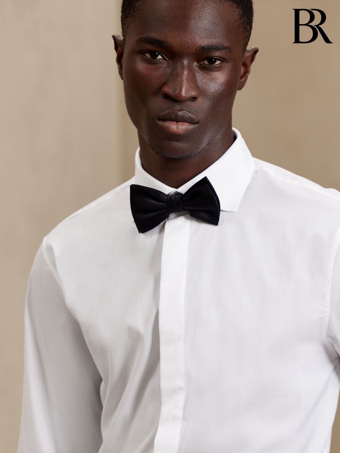 Banana Republic White Tailored Slim Tuxedo Dress Shirt (K80988) | £56