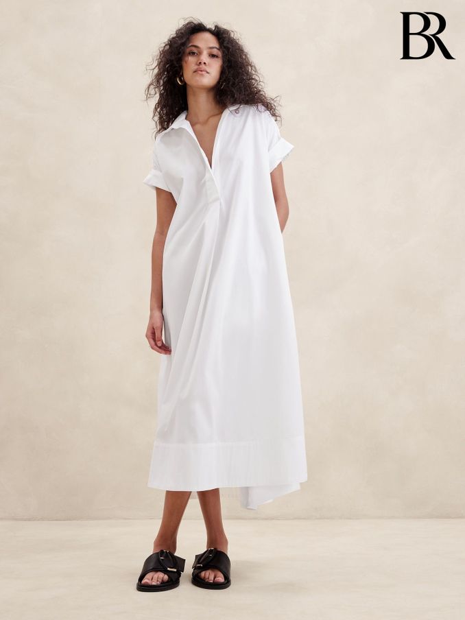 Banana Republic White Cruz Poplin Maxi Dress (K81002) | £65