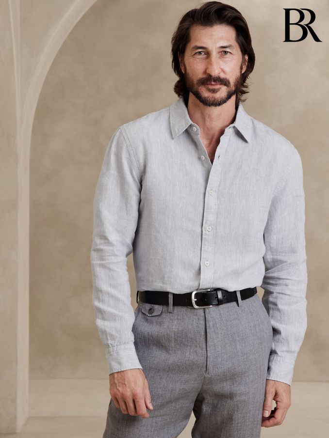 Banana Republic Grey Castello Linen Shirt (K81037) | £45
