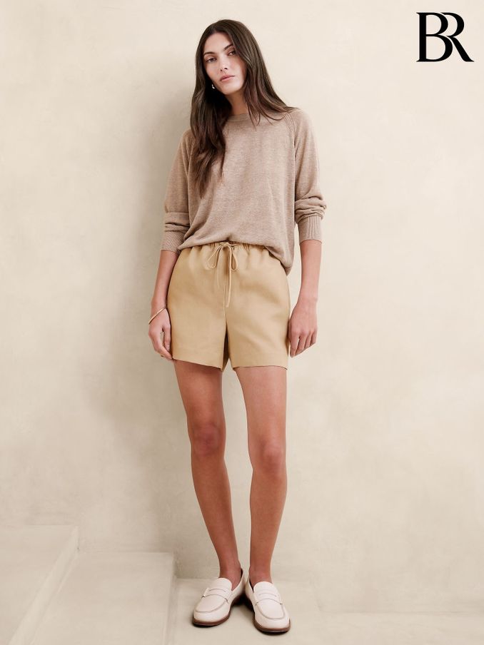Banana Republic Brown Arcata Tencel-Linen Easy Shorts (K81042) | £19