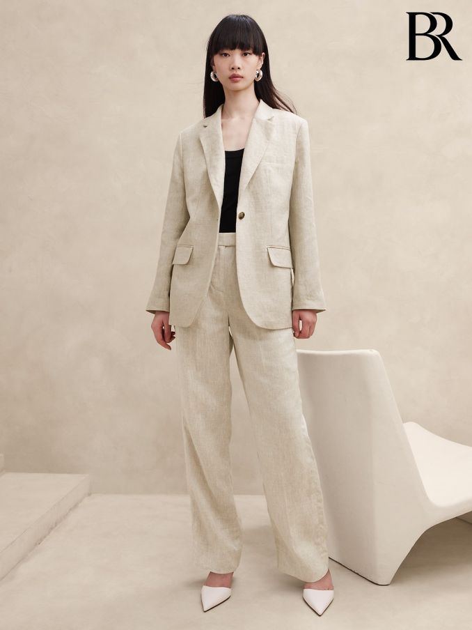 Banana Republic Beige Lina Relaxed Linen Blazer (K81082) | £185
