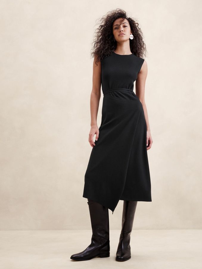 Banana Republic Black Cece Knit Wrap Dress (K81096) | £39