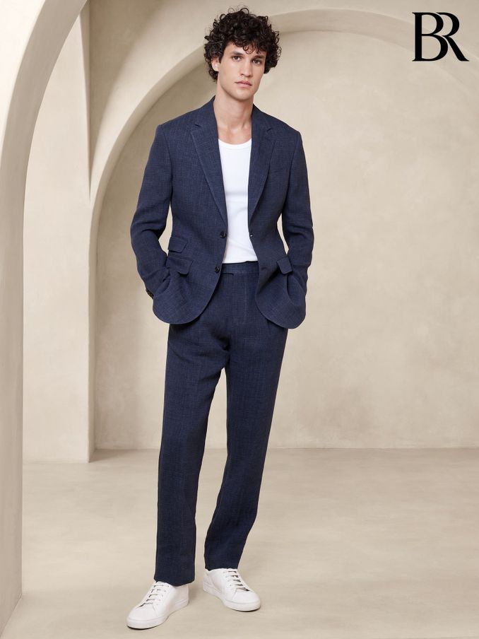 Banana Republic Blue Malpaso Italian Linen Suit Jacket (K81107) | £152