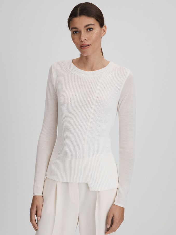Knitted Crew Neck Top in Ivory (K83169) | £55
