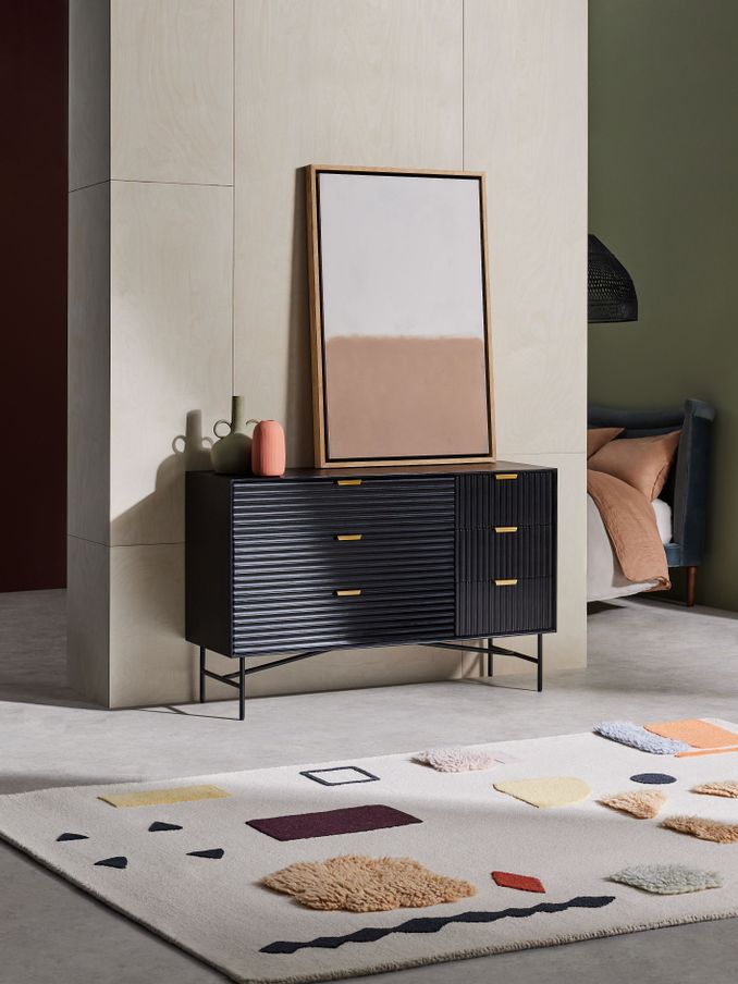 Haines Mango Wood Chest of Drawers in Black (K83971) | £669
