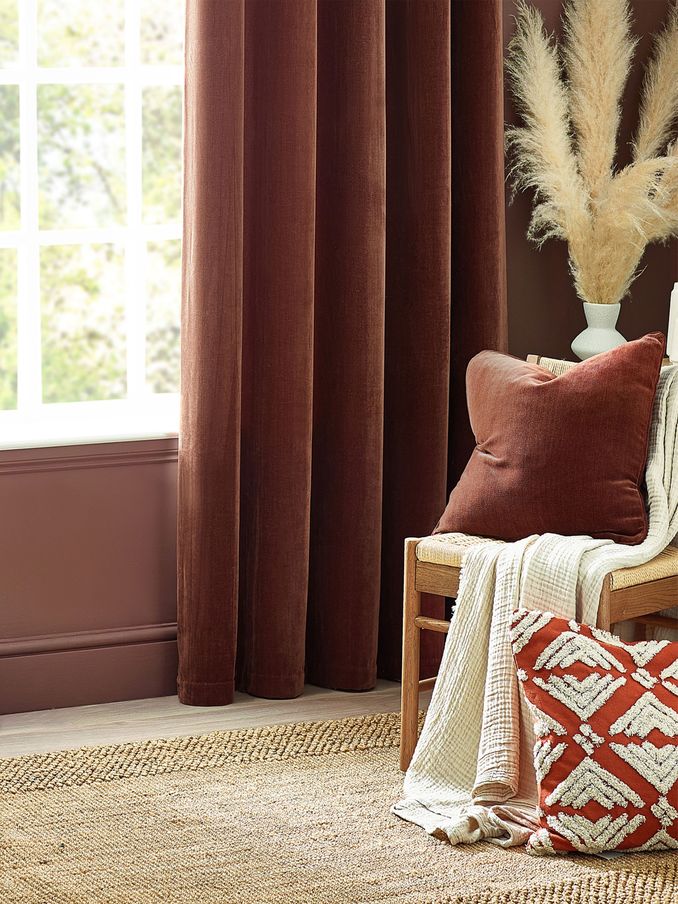 Yard Nutmeg Brown 50 x 50cm Heavy Chenille Velvet Piped Feather Filled Cushion (K85493) | £24