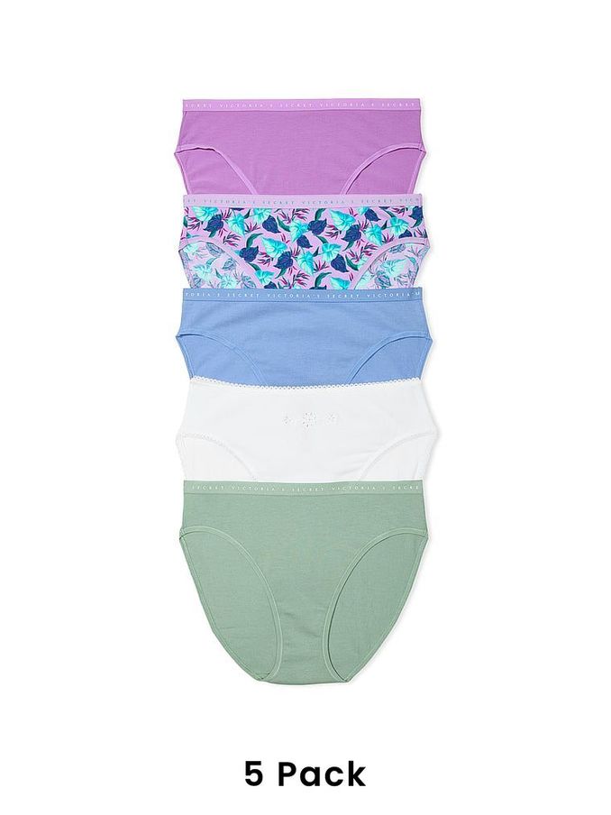 Purple/Blue/White/Green Brief Logo 5 Pack Knickers (K86417) | £13