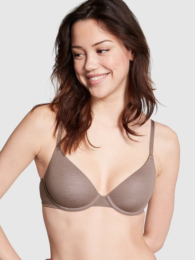 Brown Iced Coffee Lightly Lined Cotton Logo Bra (K89062) | £11