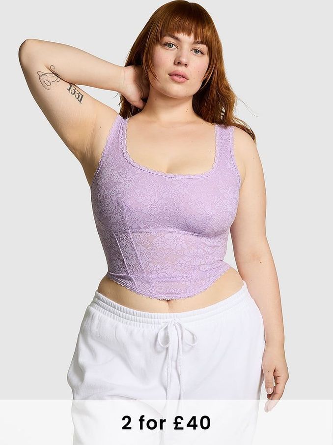 Pastel Lilac Purple Lace Corset Bra (K89098) | £11