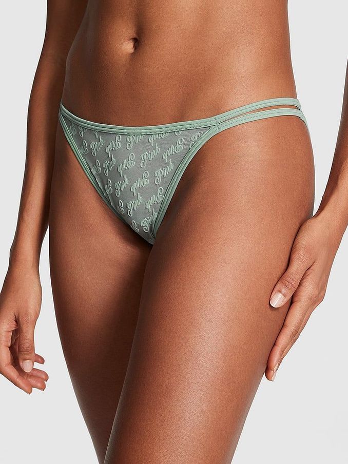 Iceberg Green Cheeky Flocked Mesh Strappy Knickers (K89105) | £4