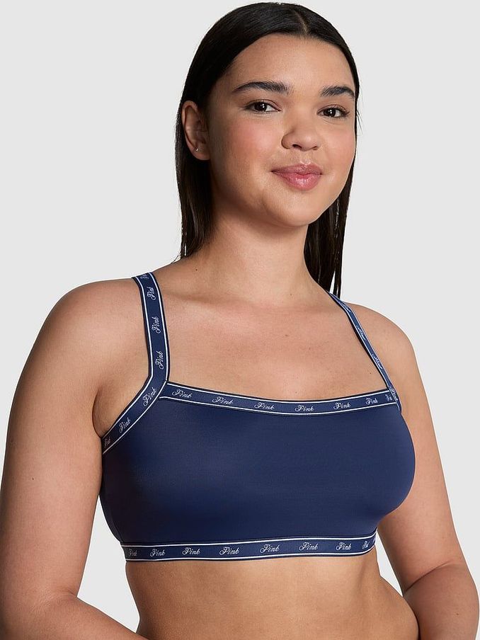 Blue Midnight Navy Cotton Logo Bralette (K89137) | £19