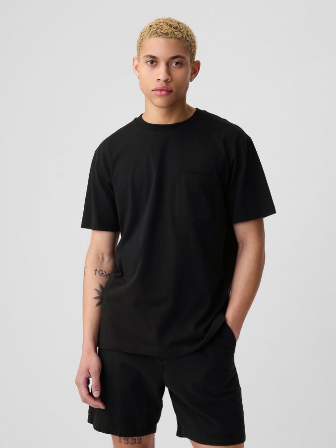 Black Original Pocket 100% Cotton Crew Neck Short Sleeve T-Shirt (K90425) | £14