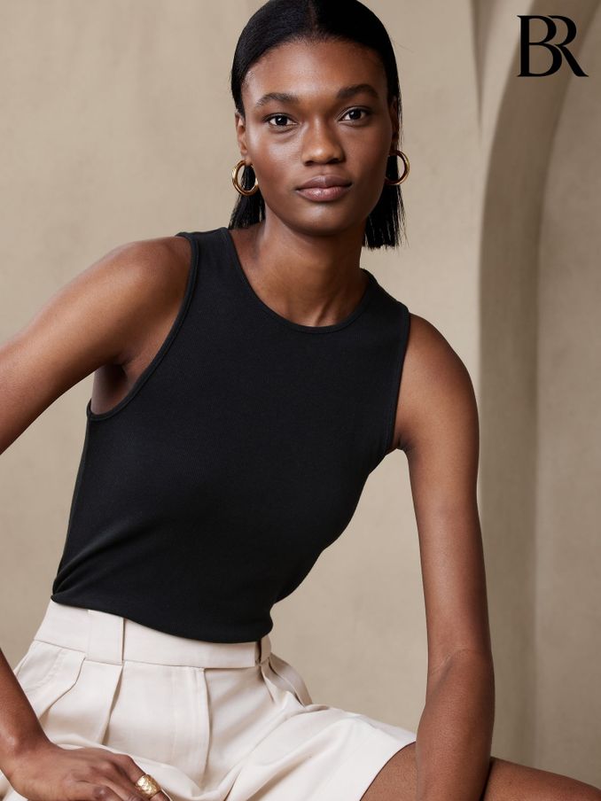 Banana Republic Black Ribbed Cutaway Vest (K90484) | £20