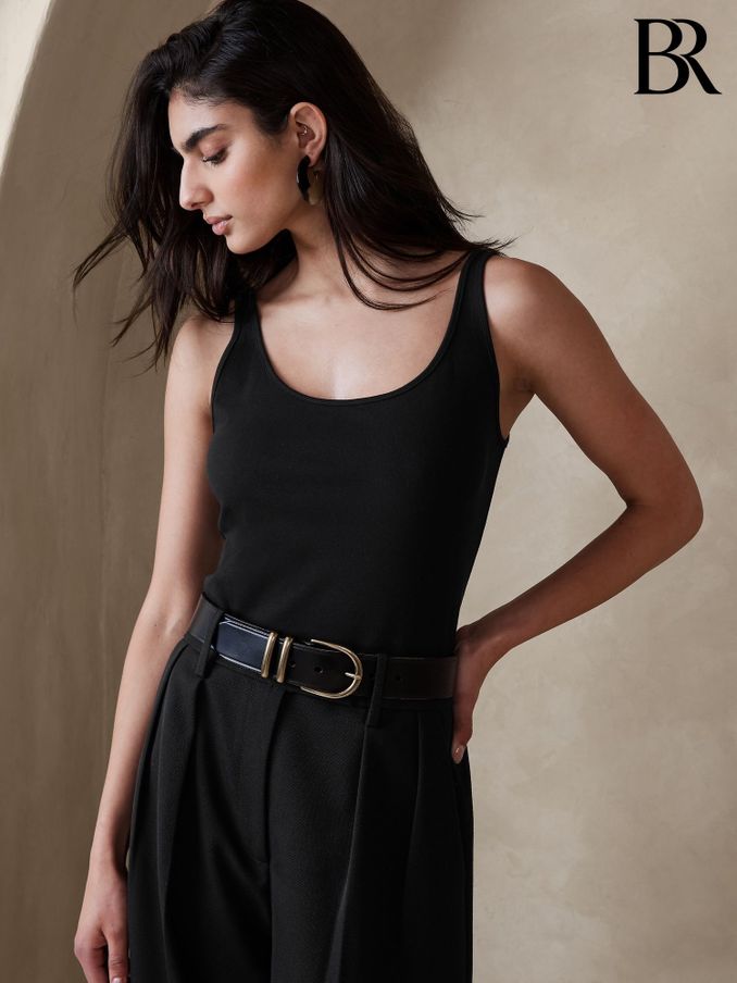 Banana Republic Black Refined Scoop Neck Tank Vest (K90487) | £21