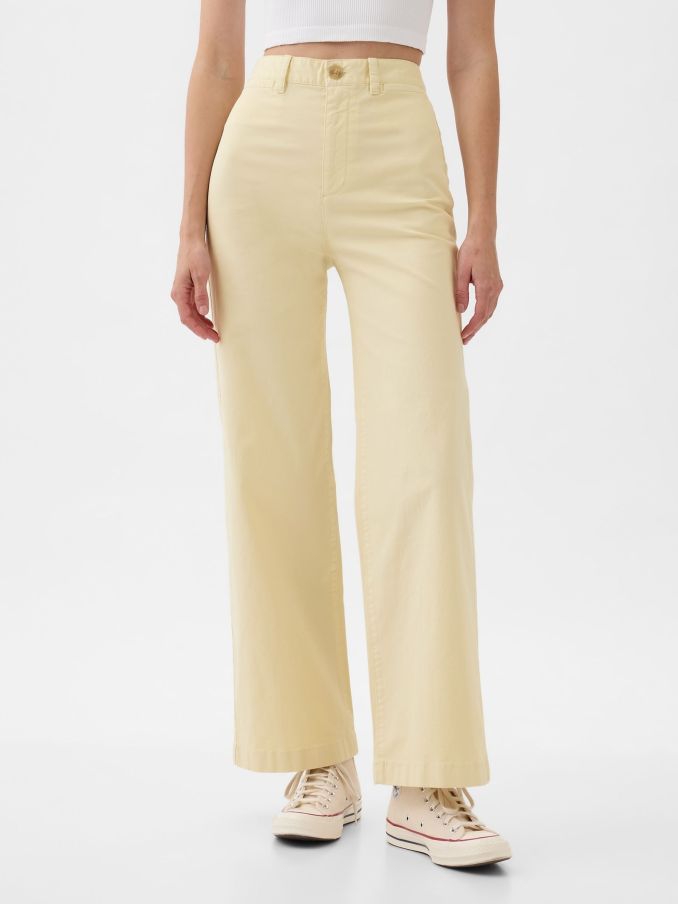 Cream High Stride Wide Leg Trousers (K90655) | £20