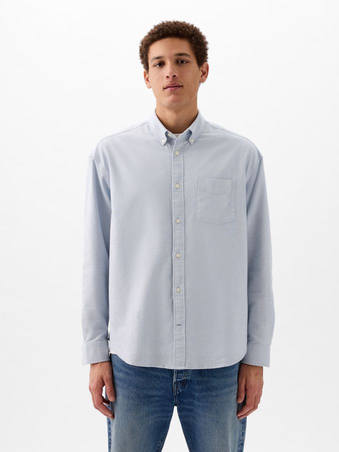 Blue Long Sleeve Oversized Oxford Shirt (K93303) | £17