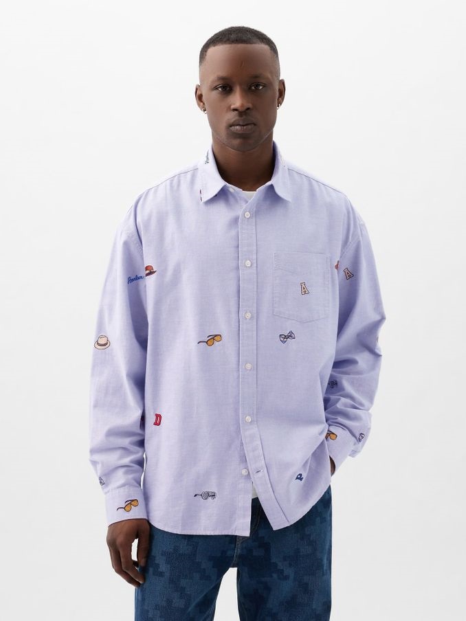 Blue Dapper Dan Embroidered Oxford Shirt (K93319) | £32