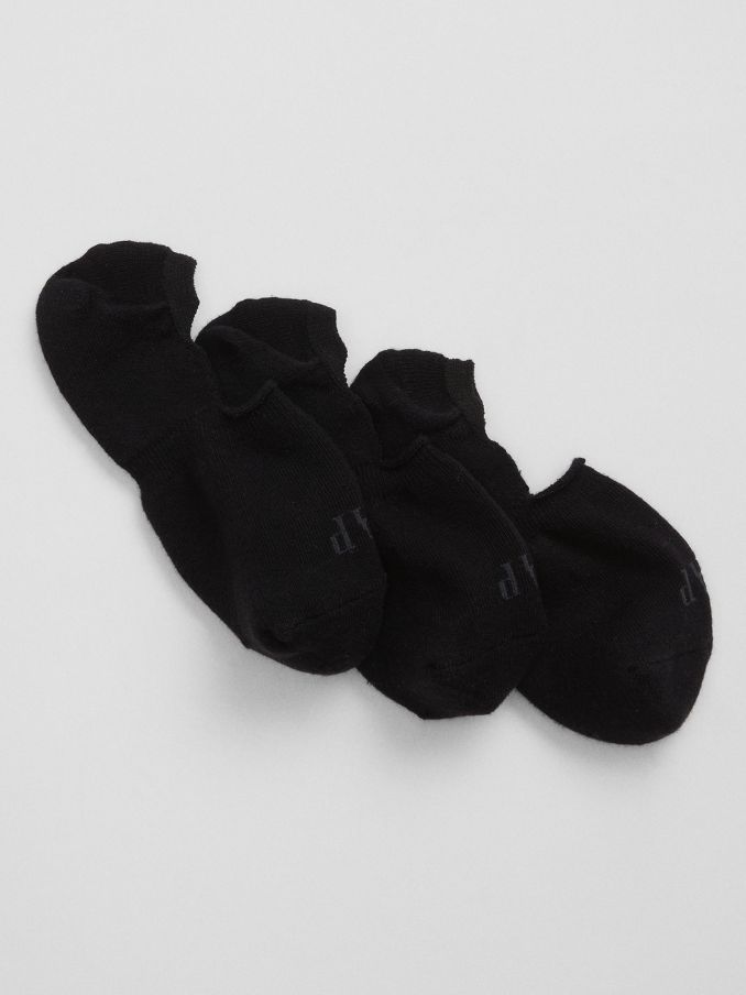 Black Adults 3 Pack Logo No Show Socks (K93336) | £10