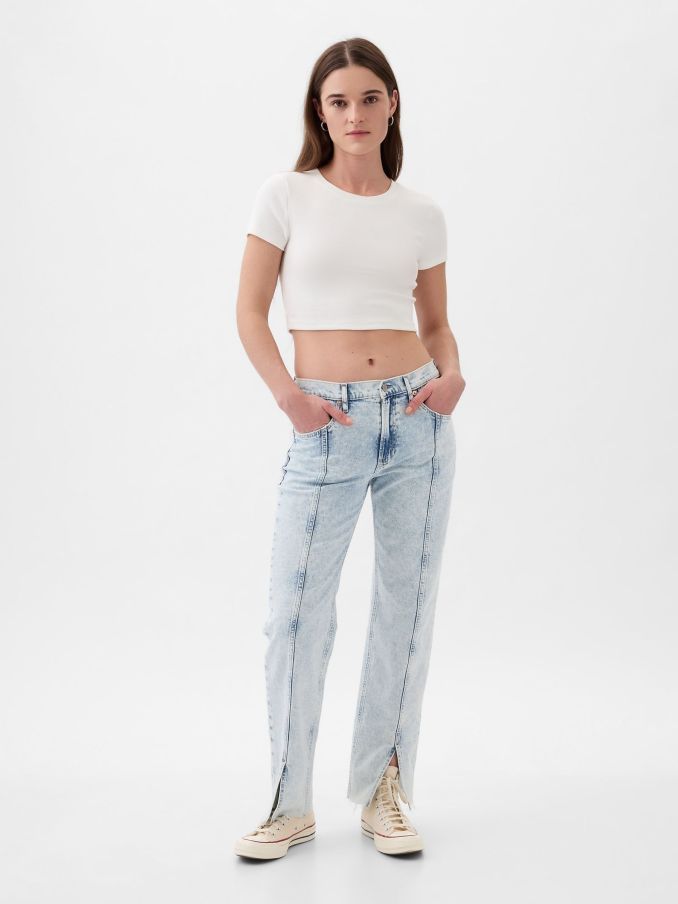 Acid Wash Blue Mid Rise 90s Loose Jeans (K93343) | £16