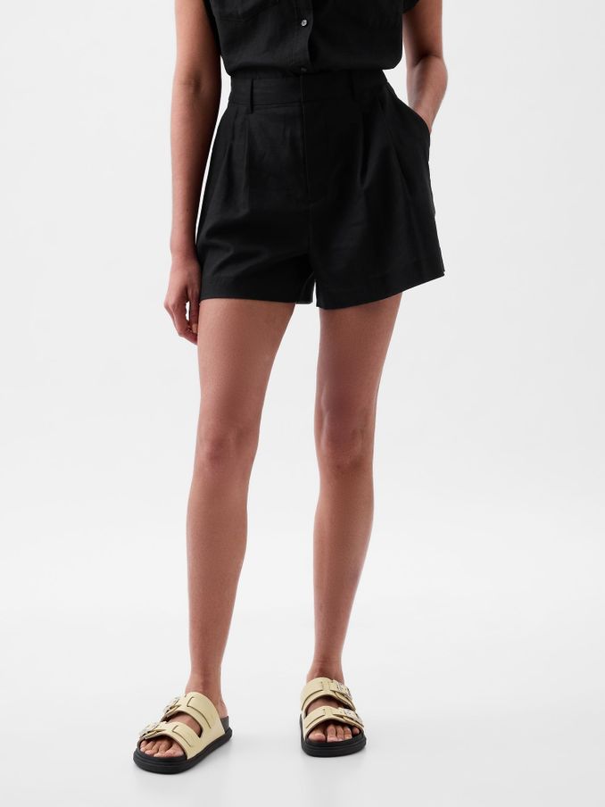 Black 4" Linen Cotton Everyday Shorts (K93410) | £15