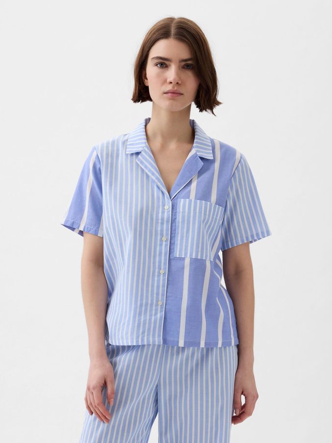 Blue Stripe Poplin Pyjama Shirt (K93428) | £10