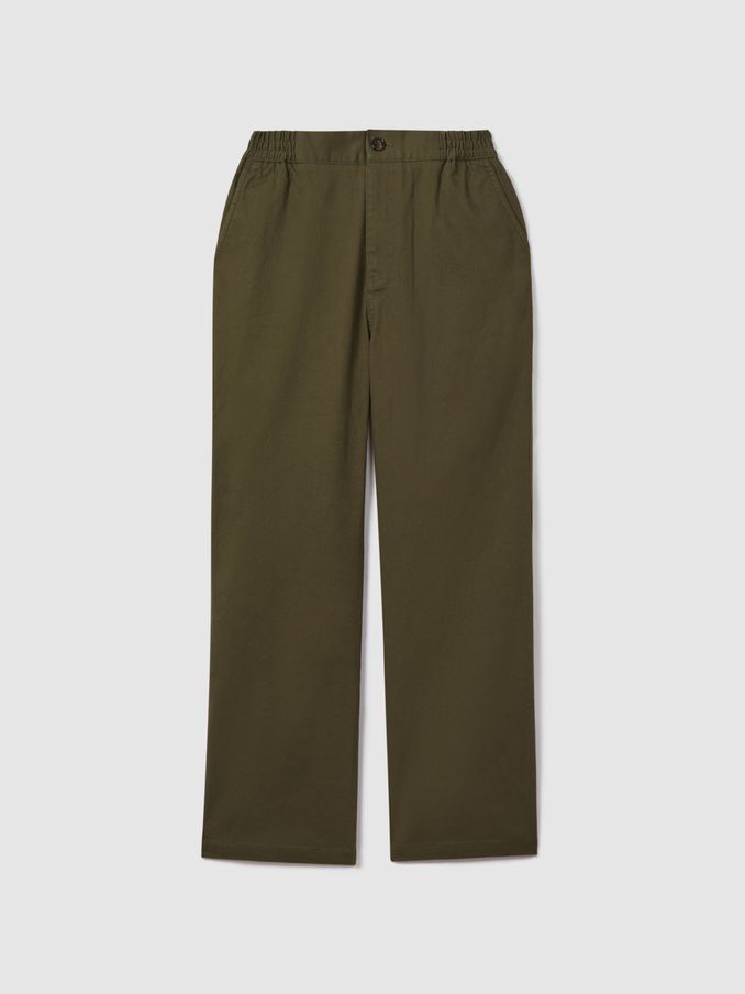 3-9 yrs Elasticated Waist Cotton Blend Trousers in Sage (K93502) | £20