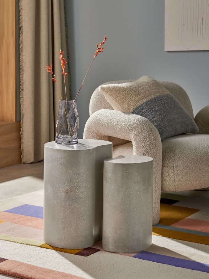 Set of 2 Marnie Nest of Tables in Grey Terrazzo Concrete (K93853) | £175