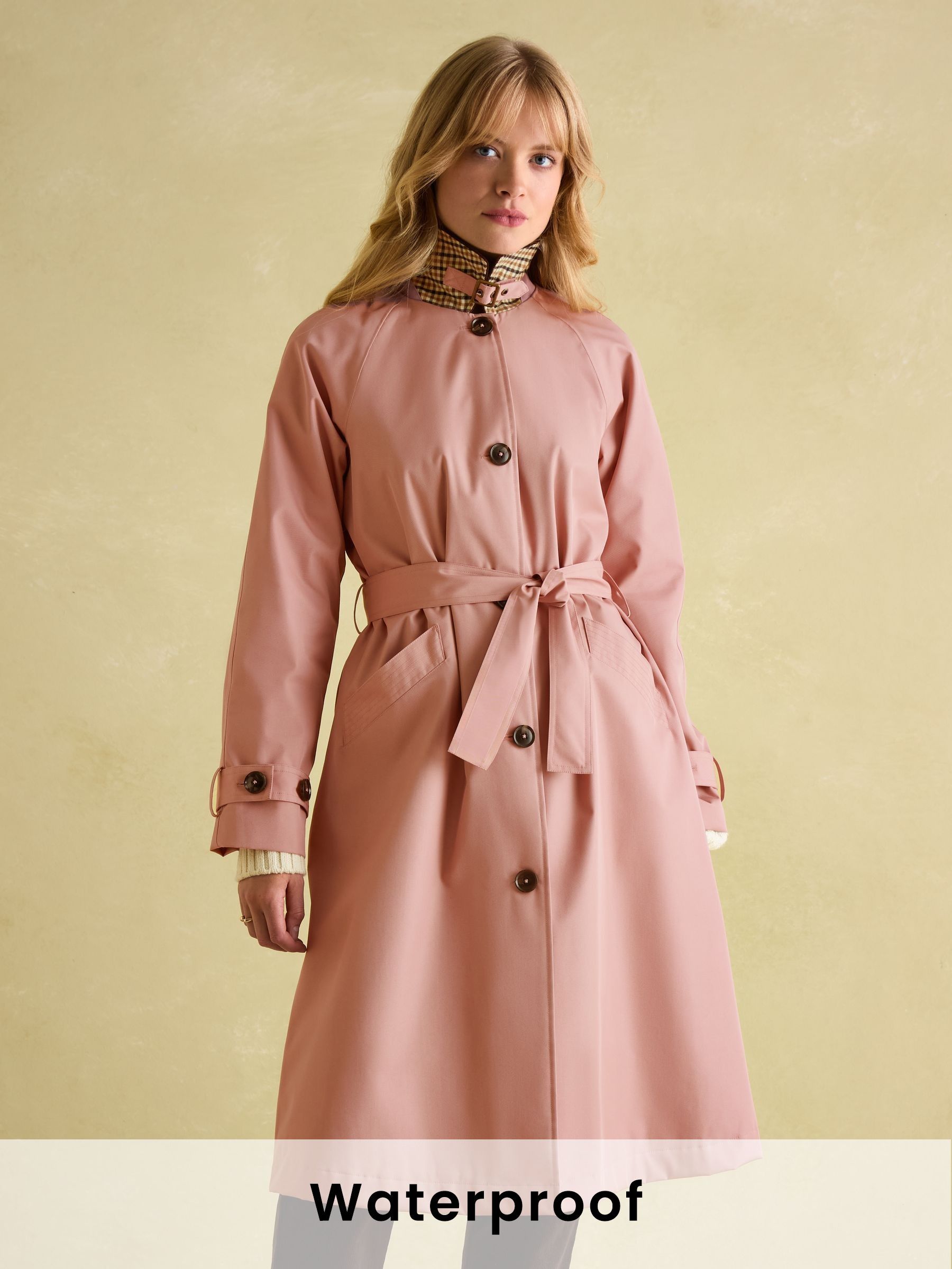 Epwell Pink Waterproof Belted Trench Coat (K96522) | £89