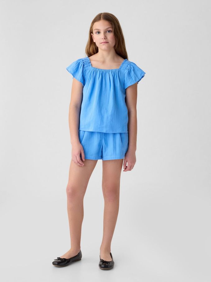 Blue Crinkle Cotton Short Set (4-13yrs) (K98656) | £22
