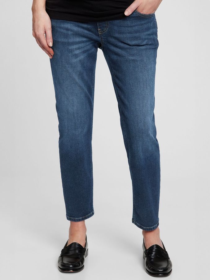 Mid Wash Blue Maternity Over The Bump Cheeky Straight Jeans (L00697) | £22