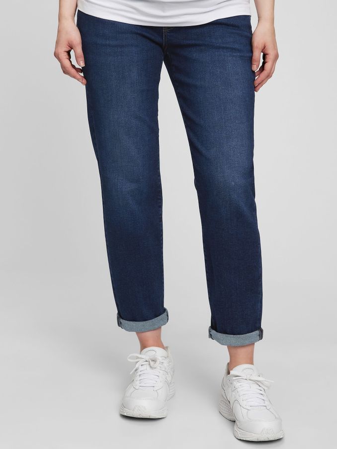 Dark Wash Blue Maternity Over The Bump Girlfriend Jeans (L00890) | £24