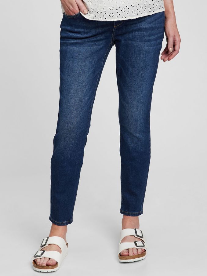 Dark Blue Maternity Full Panel Skinny Jeans (L00895) | £37