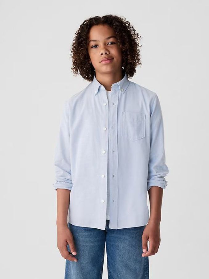 Blue Cotton Long Sleeve Pocket Oxford Shirt (4-13yrs) (L15391) | £18