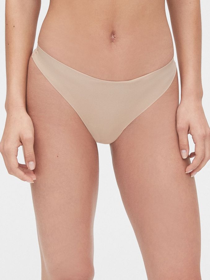 Beige Thong No-Show Seamless Knickers (L19479) | £3