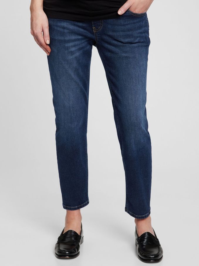 Dark Wash Blue Maternity Over The Bump Cheeky Straight Jeans (L19589) | £22