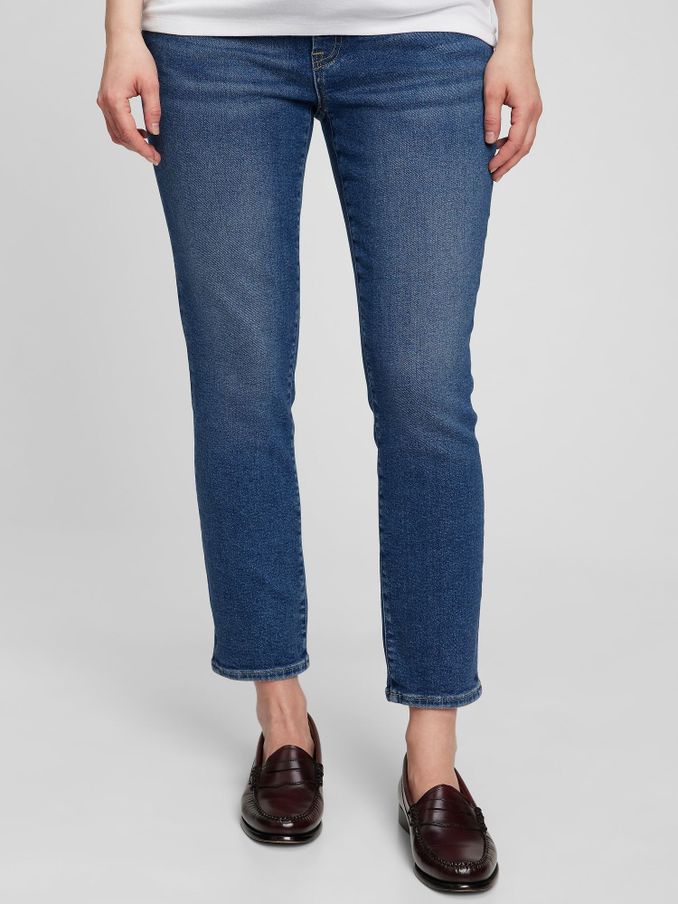 Mid Indigo Blue Maternity True Waistband Full Panel Vintage Slim Jeans (L19593) | £32