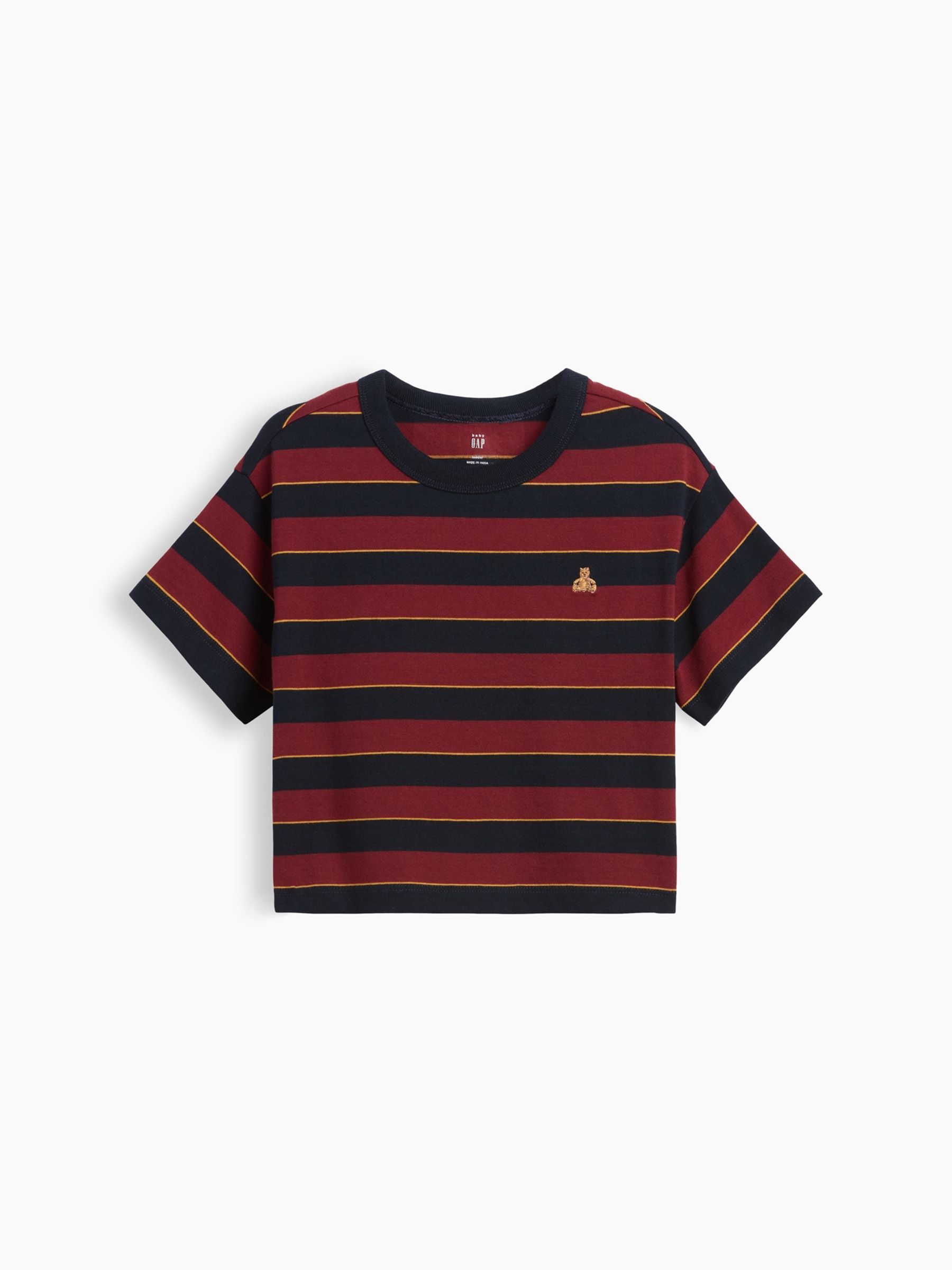 Burgundy Red Stripe - Oversized Boxy Short Sleeve T-shirt