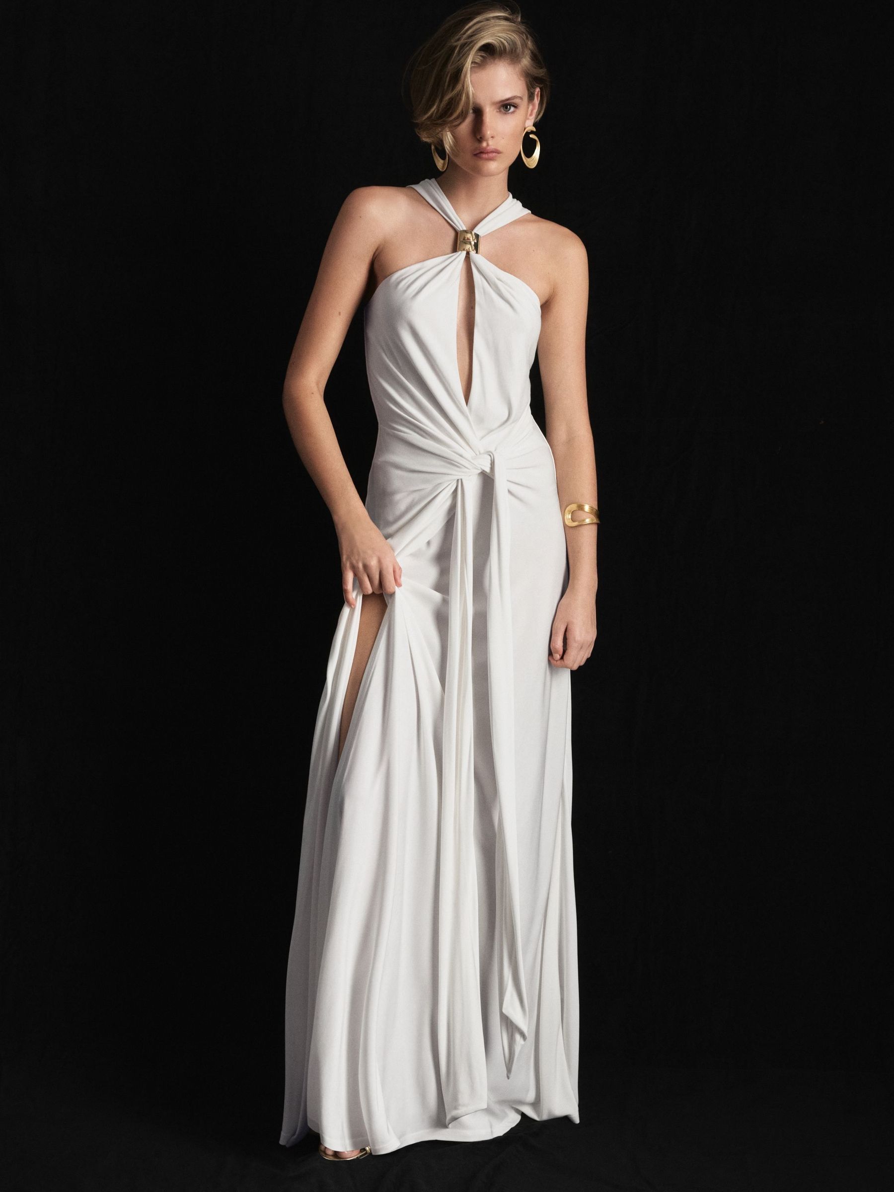 Ivory - Atelier Hardware-detail Draped Maxi Dress