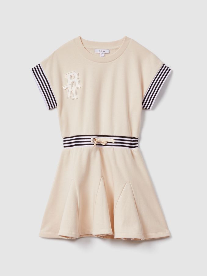 Teen Cotton Blend Logo Dress in Ivory (M50307) | £25
