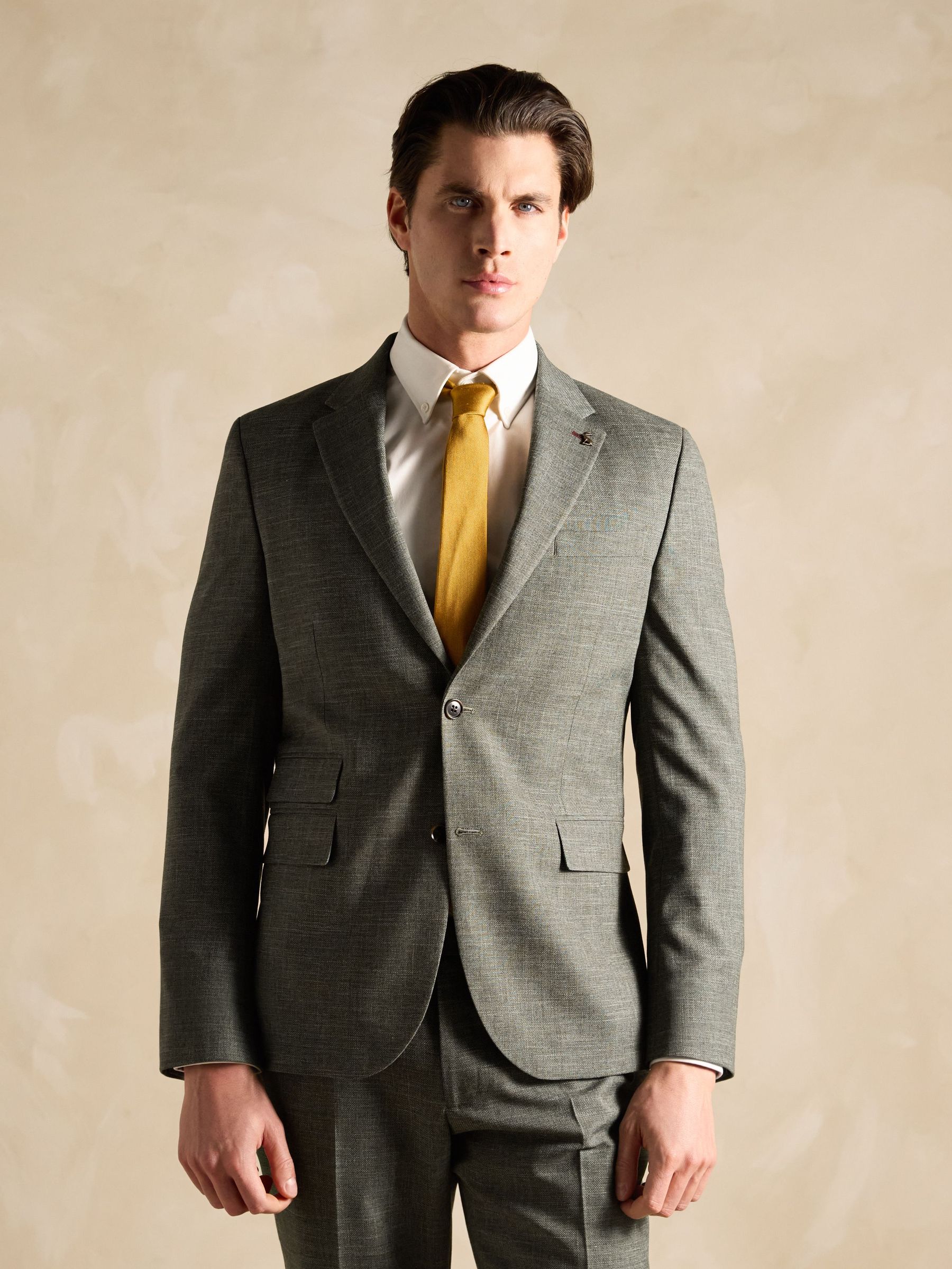 Green Slim Textured Suit Jacket (M52010) | £114
