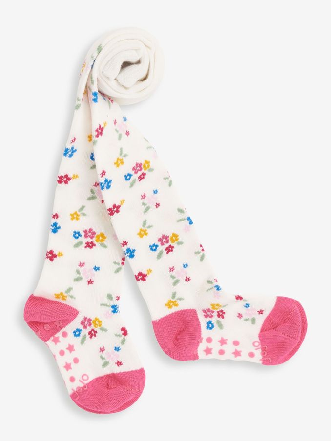 Cream Floral Cotton Rich Tights (M68231) | £6
