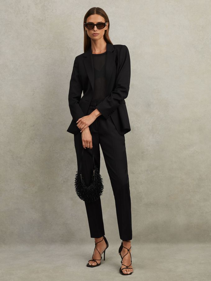Petite Wool Blend Tapered Suit Trousers in Black (M82765) | £138