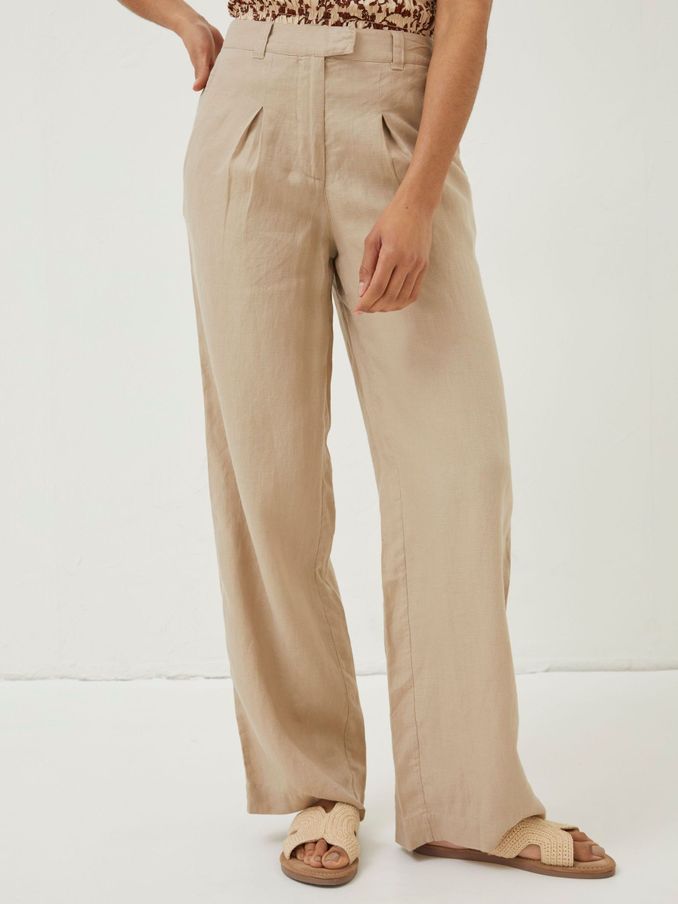 Natural Ives Wide Leg Linen Trousers (M85882) | £38