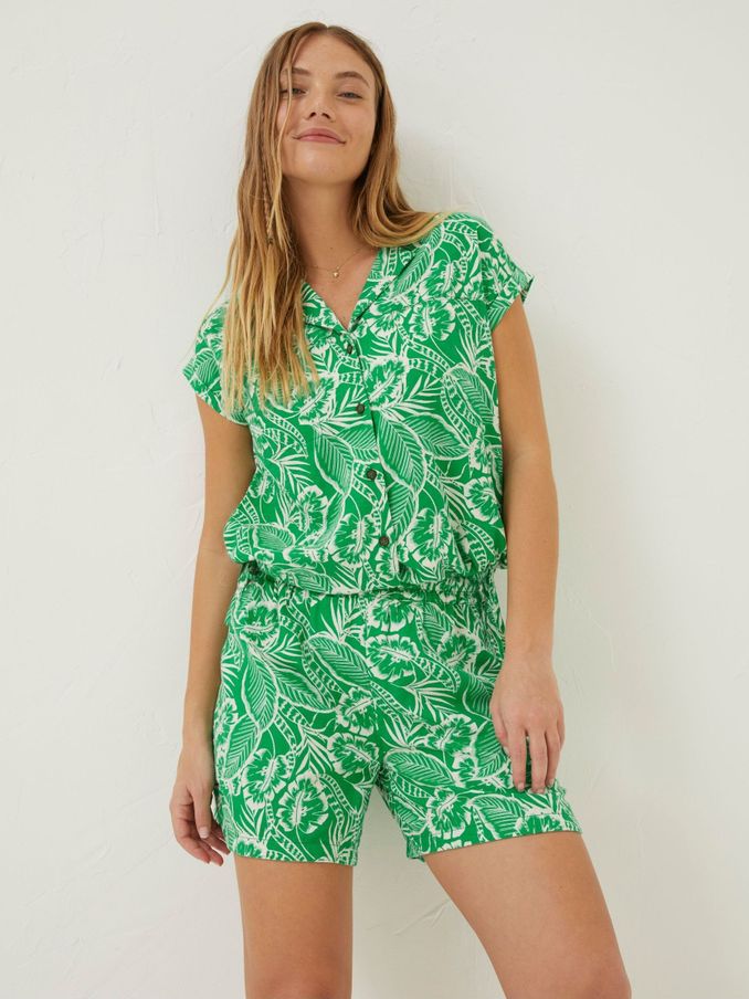 Green Val Leaf Linen Blend Shirt (M85894) | £25